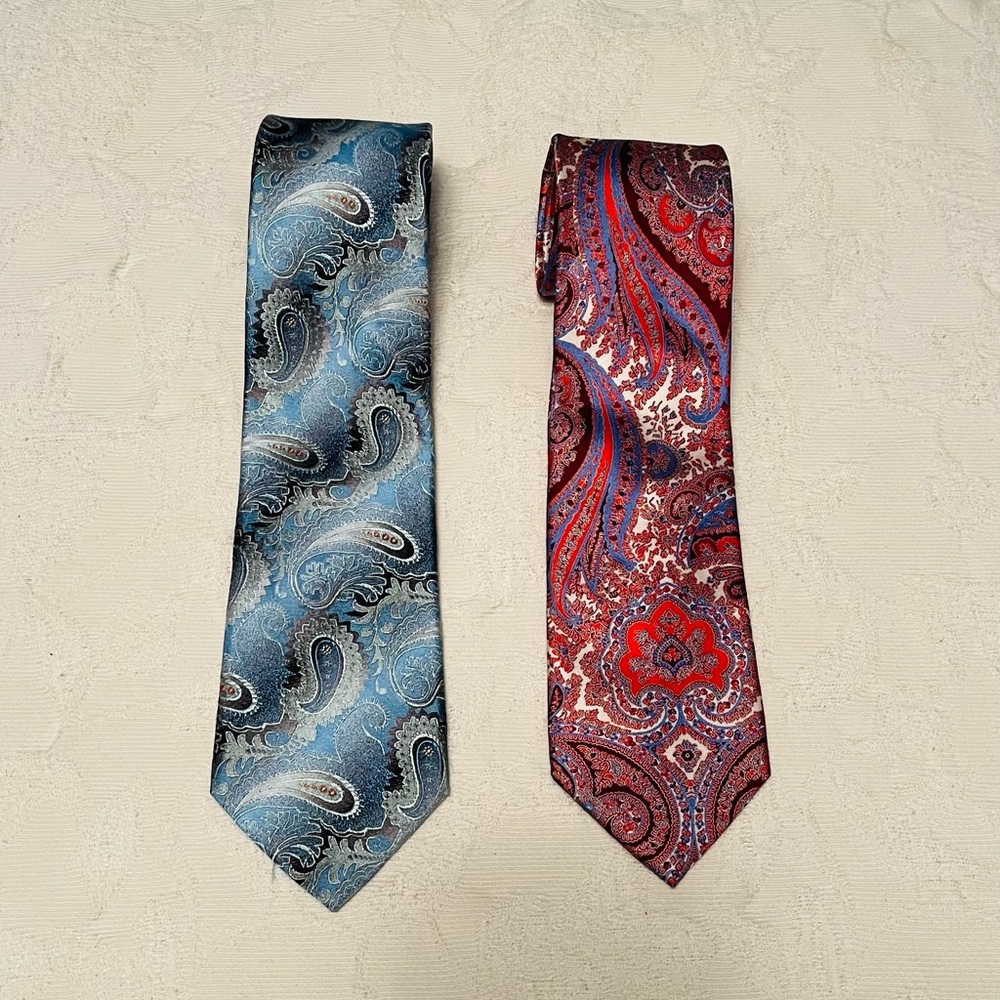 Zanetti silk paisley ties . Set of 2 . Made in Italy .